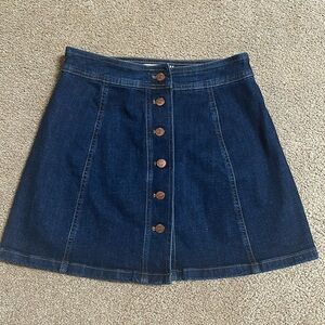 Madewell Stretch Denim A-Line Button Front Mini Skirt 2